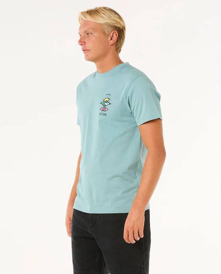 Rip Curl Search Icon Tee Camiseta Hombre Azul Laguna