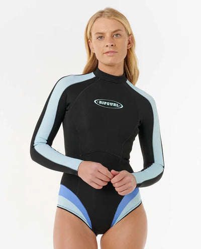Rip Curl G-Bomb 1.5mm Traje de Neopreno Corto cremallera en la espalda Manga Larga Mujer