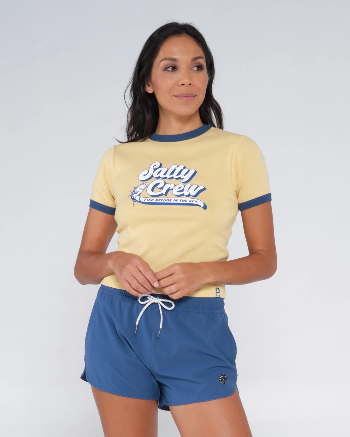 Salty Crew Retro Catch Ringer Camiseta Mujer