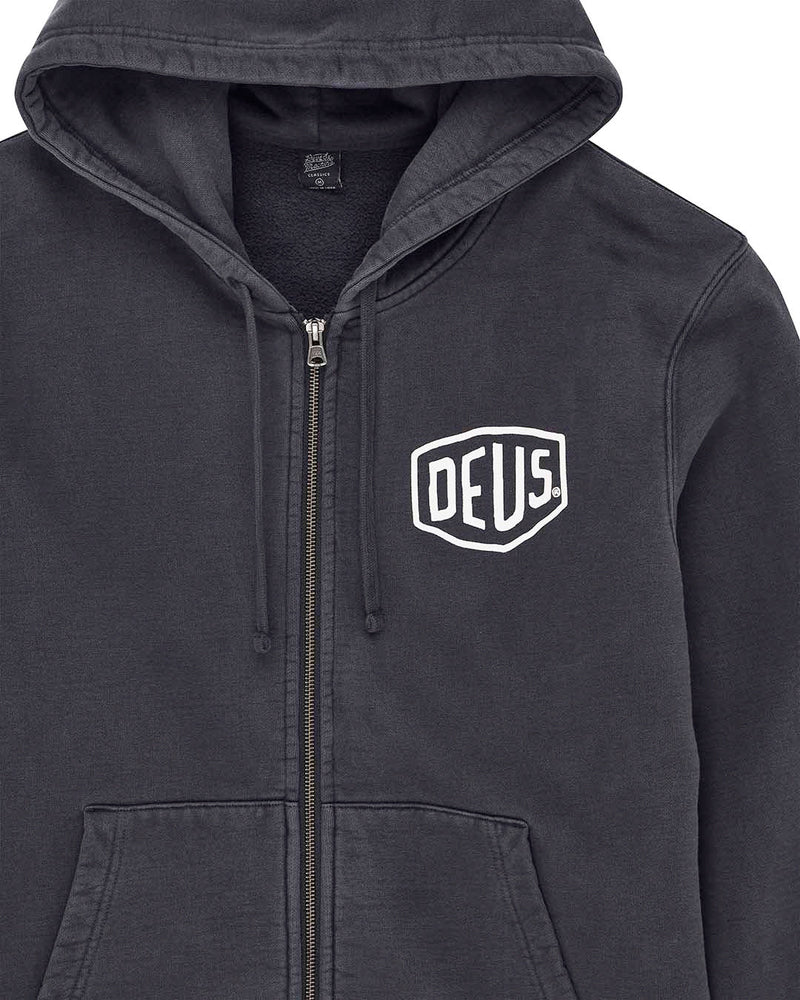 Deus Ex Machina Sudadera con capucha y cremallera teñida Shield Hombre