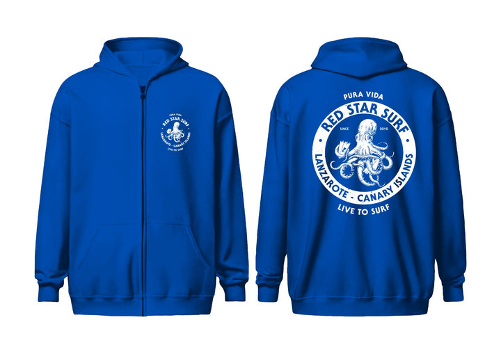 Red Star Surf Pulpo Sudadera Con Capucha Y Cremallera Adulto Unisex