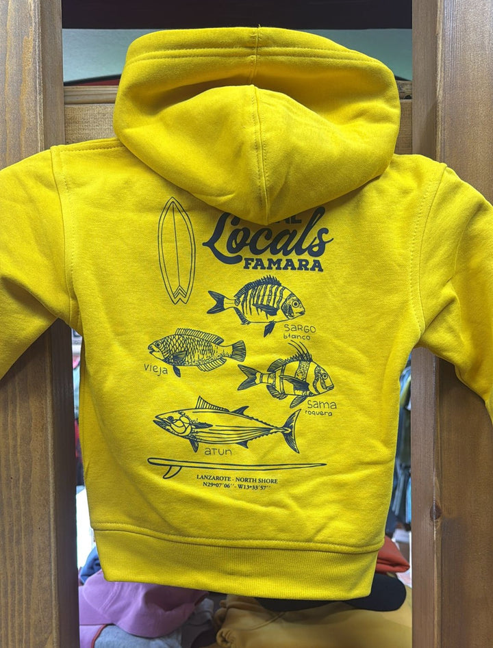 Famara Power Peces The Real Locals Sudadera con Capucha y Cremallera Niño