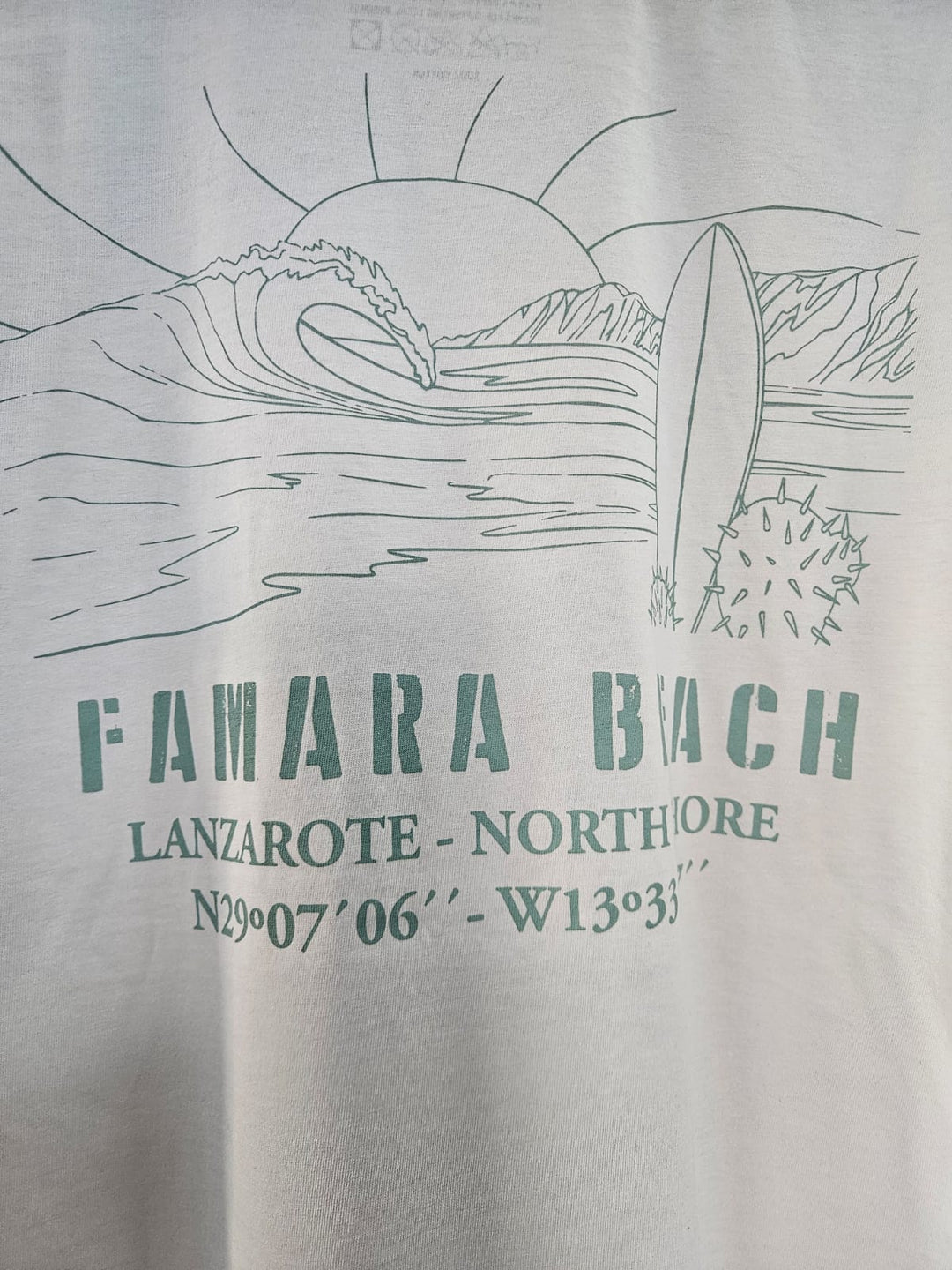 Famara Power Playa Famara Camiseta Adulto Unisex Hueso