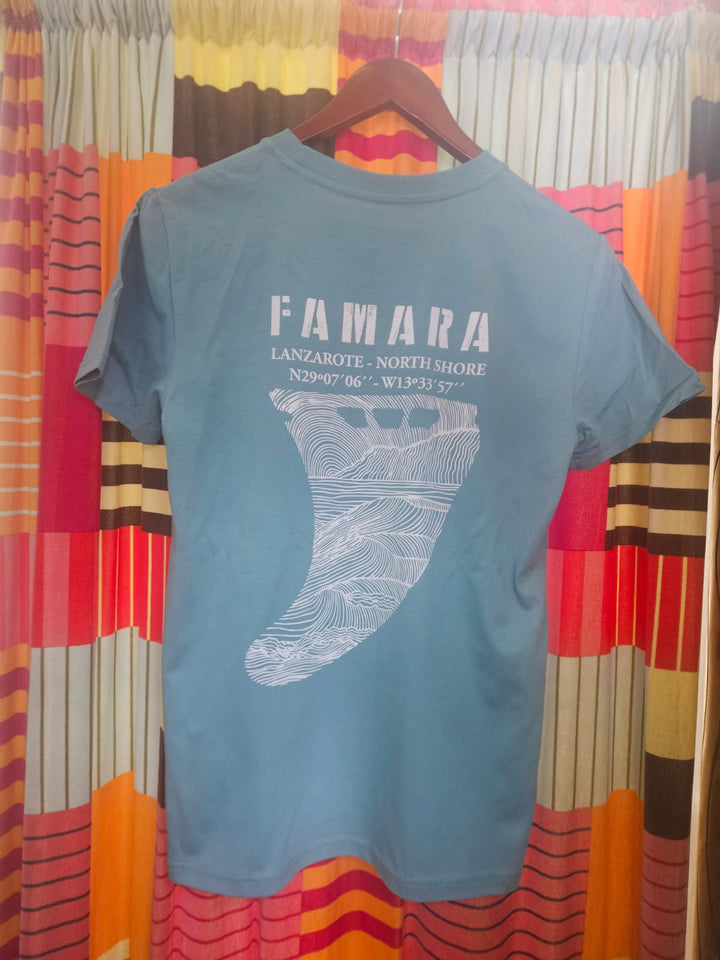 Famara Power Quilla Fin Camiseta Adulto Unisex Teal Monstera