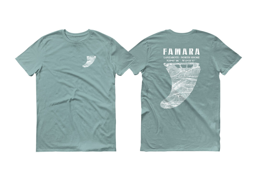 Famara Power Quilla Fin Camiseta Adulto Unisex Teal Monstera
