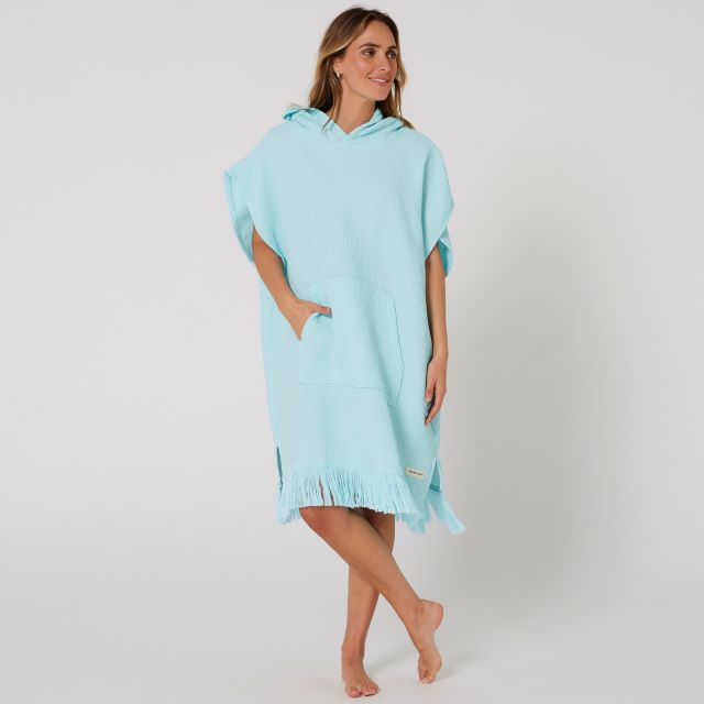 Ocean & Earth Waffle Poncho Mujer