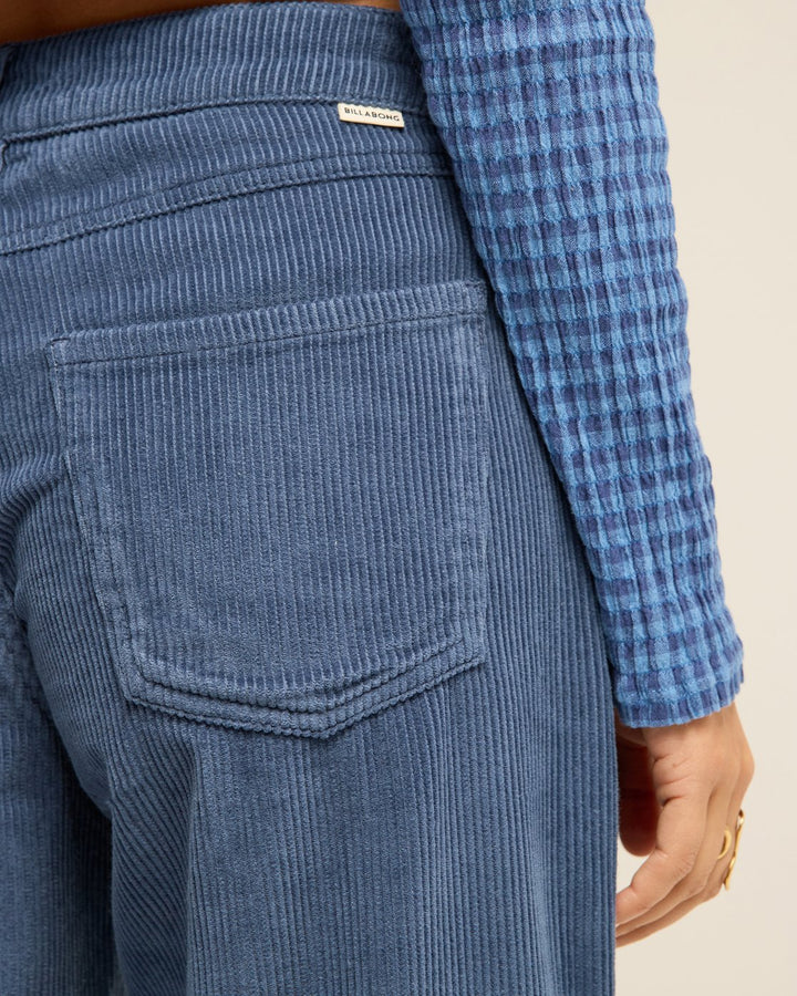 Billabong Midtown Cord Pantalon Largo de pana Mujer Azul