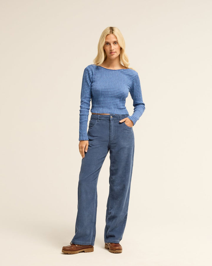 Billabong Midtown Cord Pantalon Largo de pana Mujer Azul