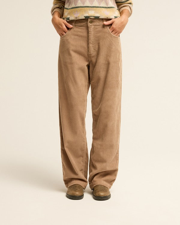 Billabong Midtown Cord Pantalon Largo de pana Mujer Marrón