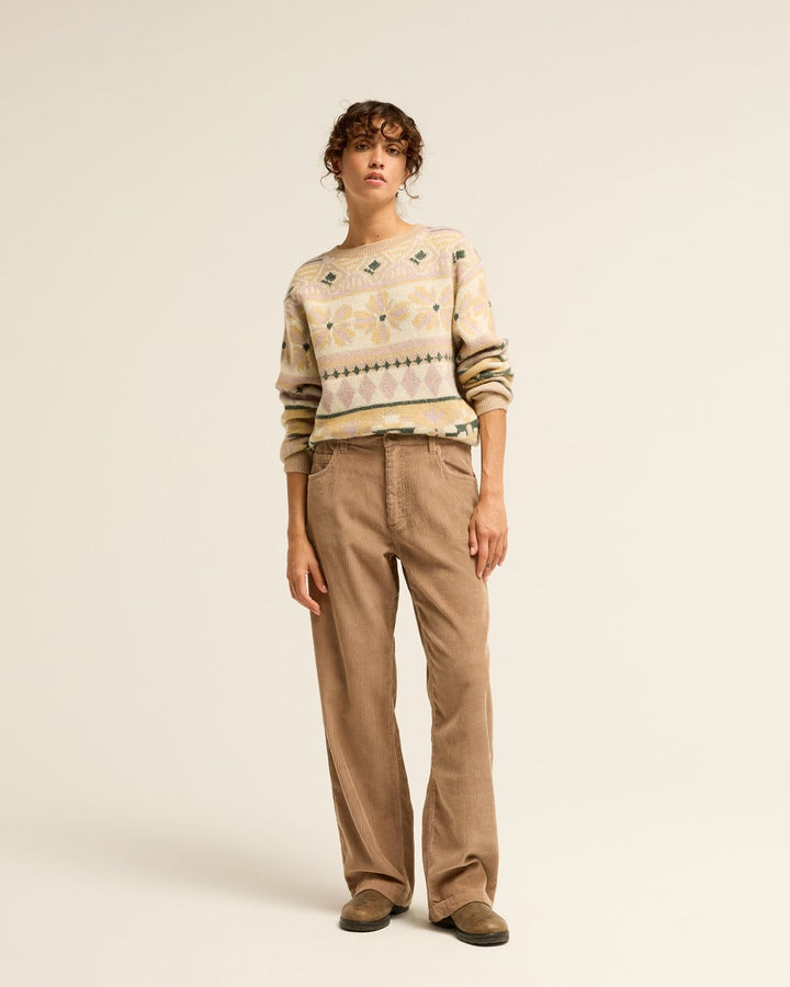 Billabong Midtown Cord Pantalon Largo de pana Mujer Marrón