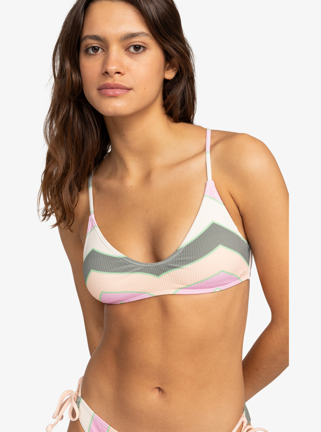 Roxy Vista Stripe Strappy Bra Top Bikini Mujer