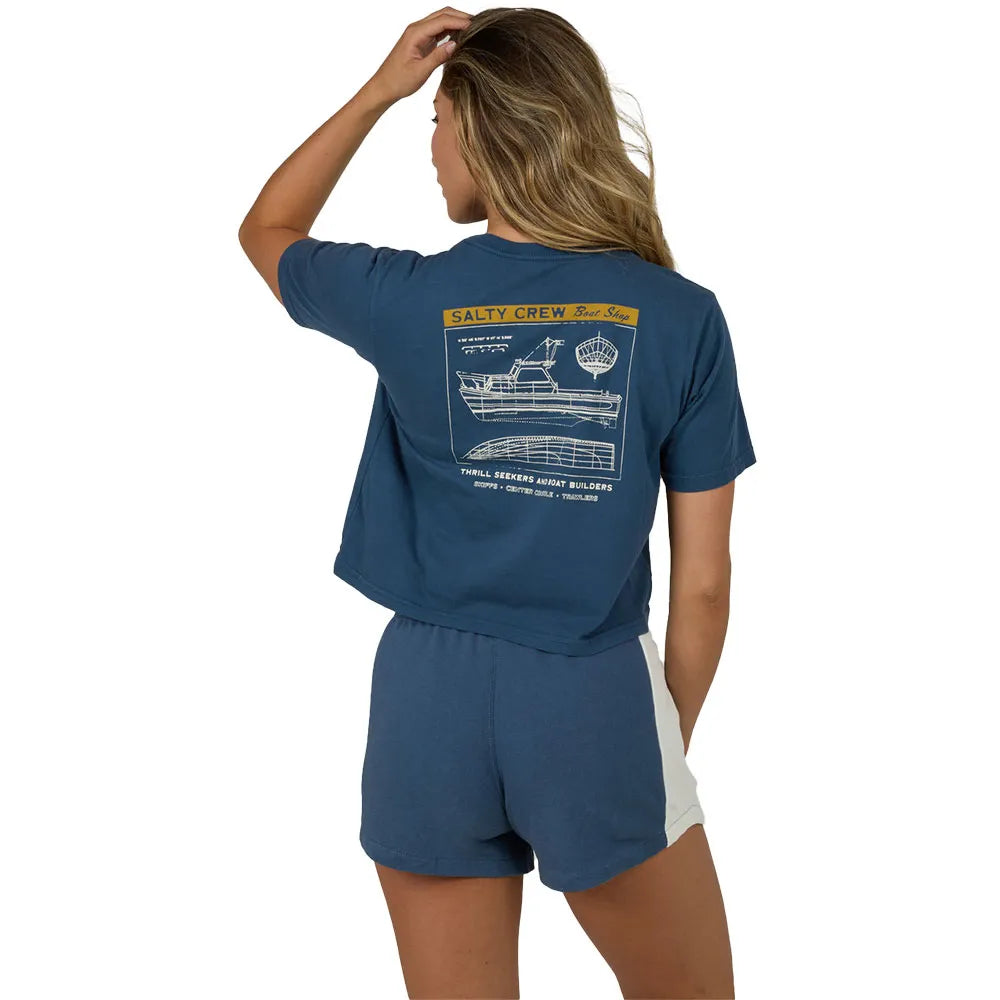 Salty Crew Boat Shop Crop Camiseta Mujer