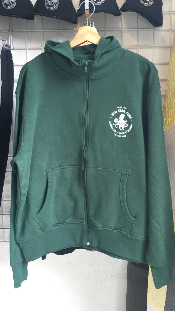 Red Star Surf Pulpo Sudadera Con Capucha Y Cremallera Adulto Unisex